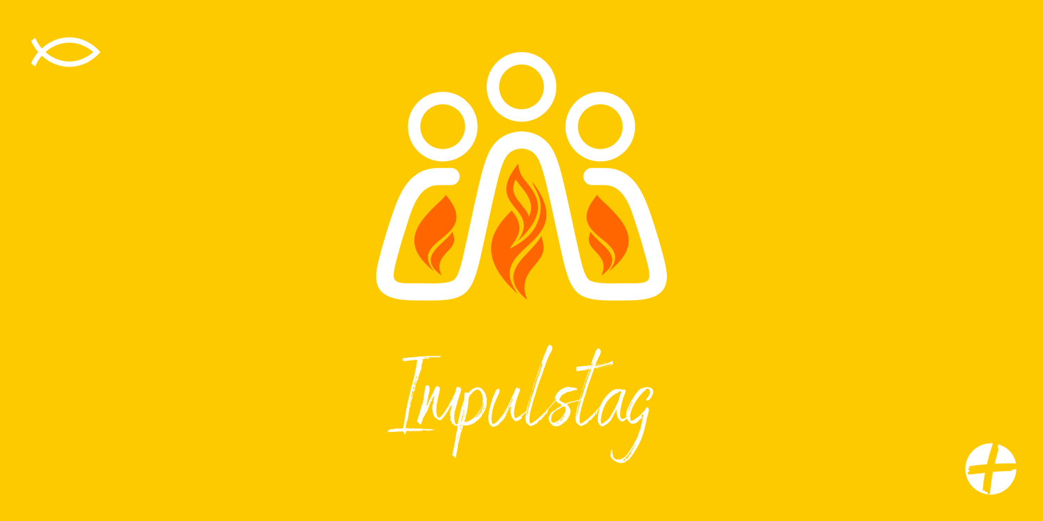 In der Bildmitte sind drei Personen aufgezeichnet, in ihren Körpern sieht man eine Flamme. Unter den Personen steht 'Impulstag'